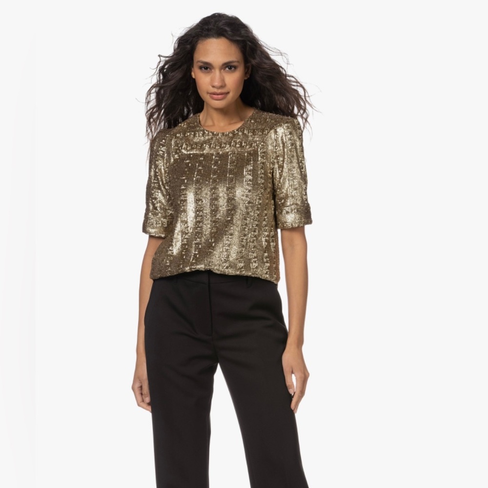 Sequin Bronze Blouse with a slit down the back